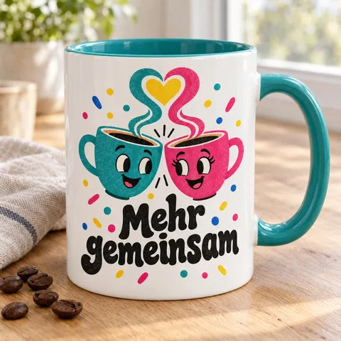 Tasse mit Spruch „Mehr gemeinsam“