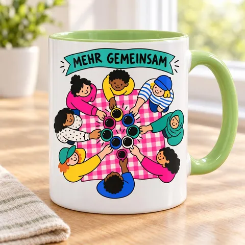 Tasse mit Spruch „Mehr gemeinsam“