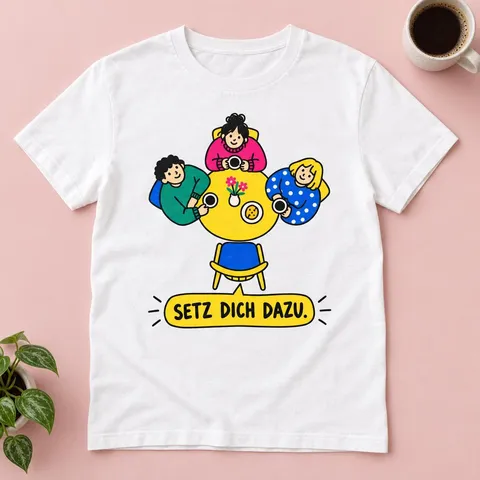 T-Shirt mit Spruch „Setz dich dazu.“